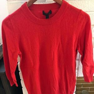 Vintage JCrew cashmerewool three-quarter sleeve red sweater, small